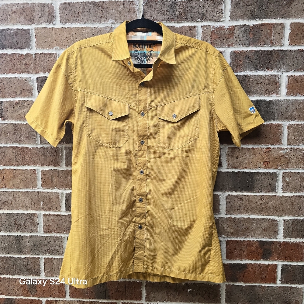 Kuhl Men's Short Sleeve Button-Down Shirt in Mustard Yellow